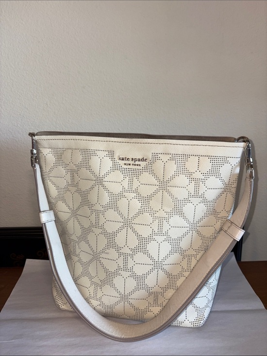kate spade Handbags - kate spade Cream Perforated Floral Shoulder Bag